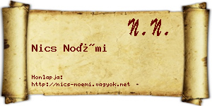 Nics Noémi névjegykártya